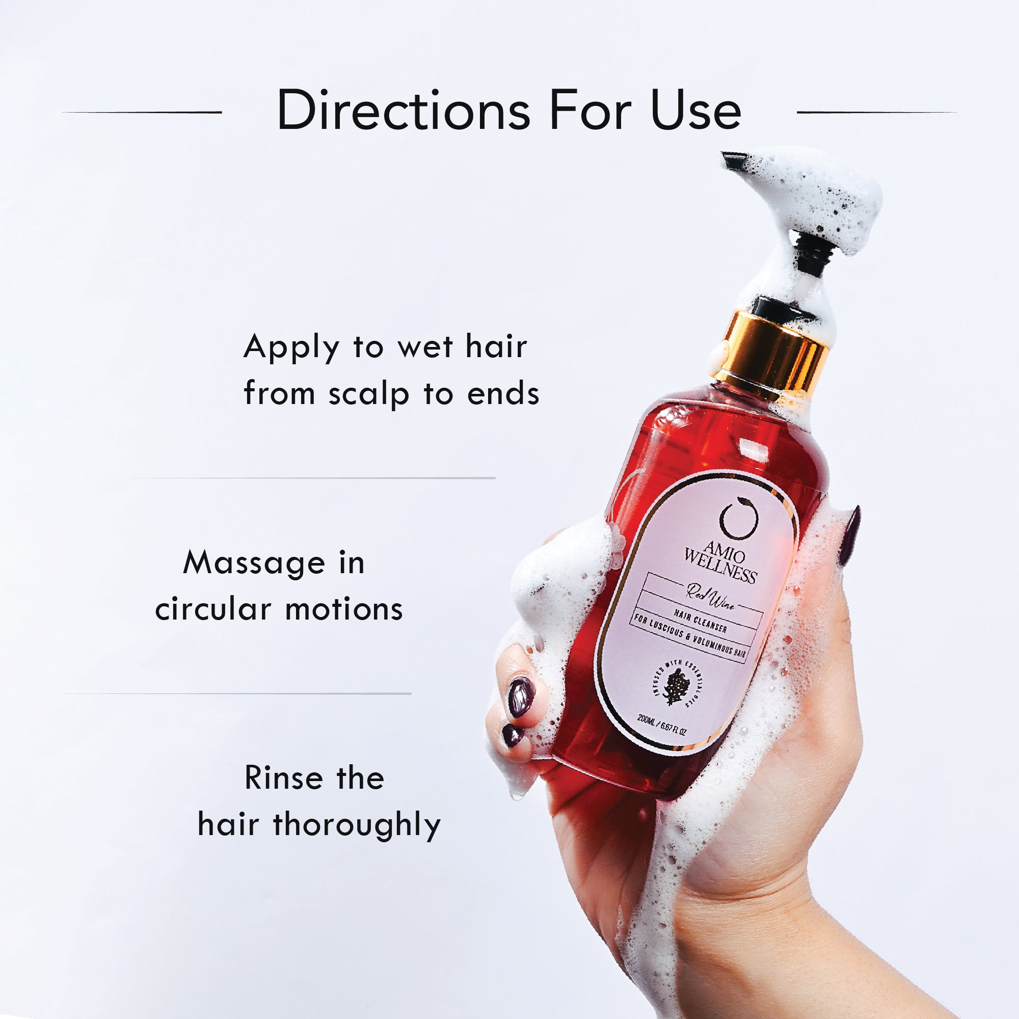 Amio Wellness Red Wine Shampoo|  Adds shine and volume to hair | 200ml
